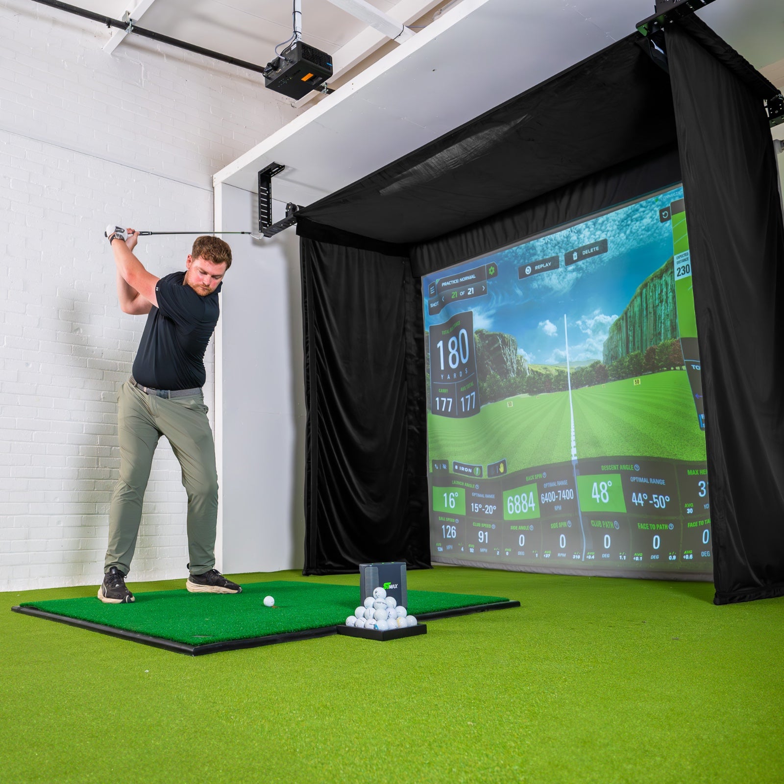 Golfbays Retractable Simbox Golf Simulator Enclosure - W 3.2m x H 3m x D 1.2m